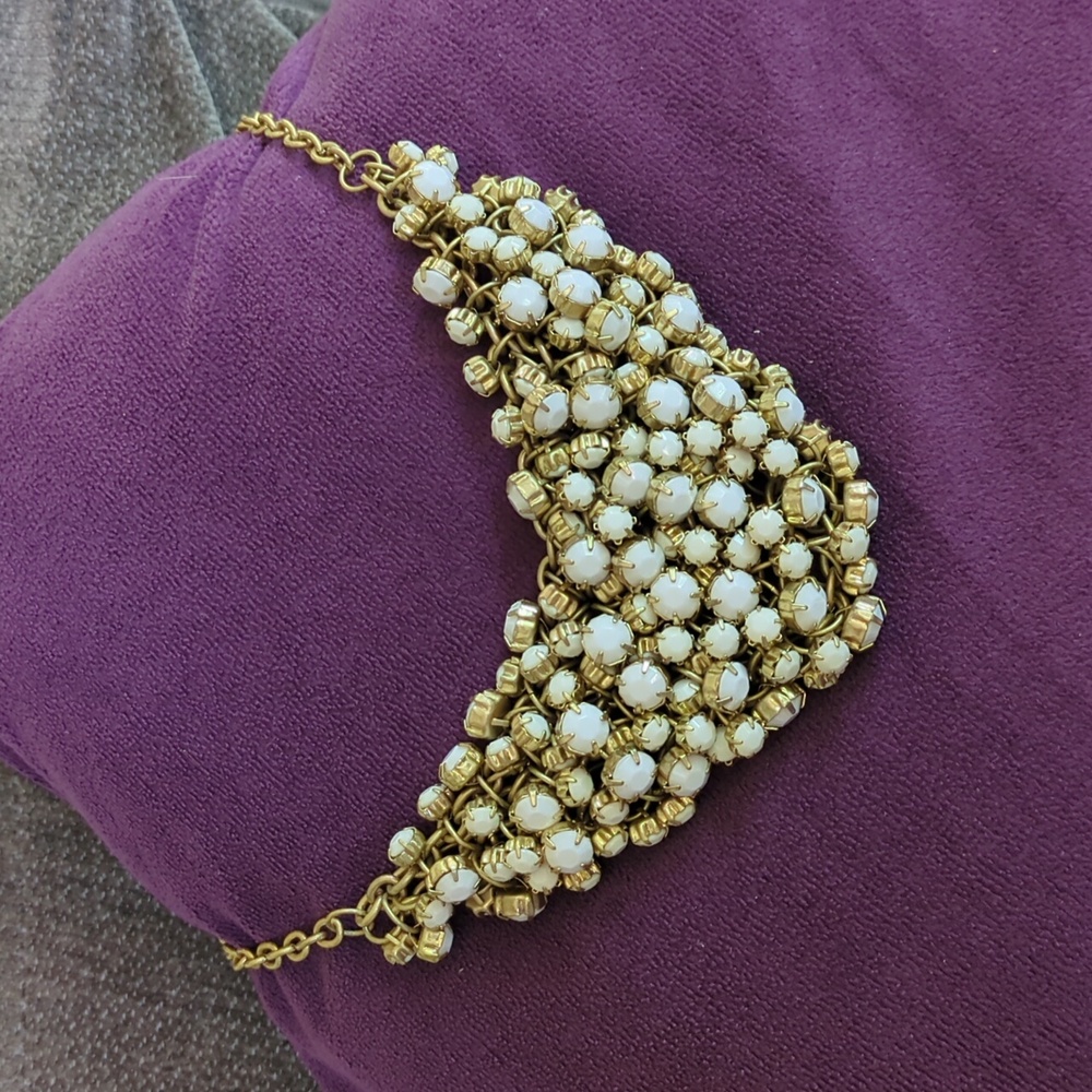 White & Gold Bib Necklace